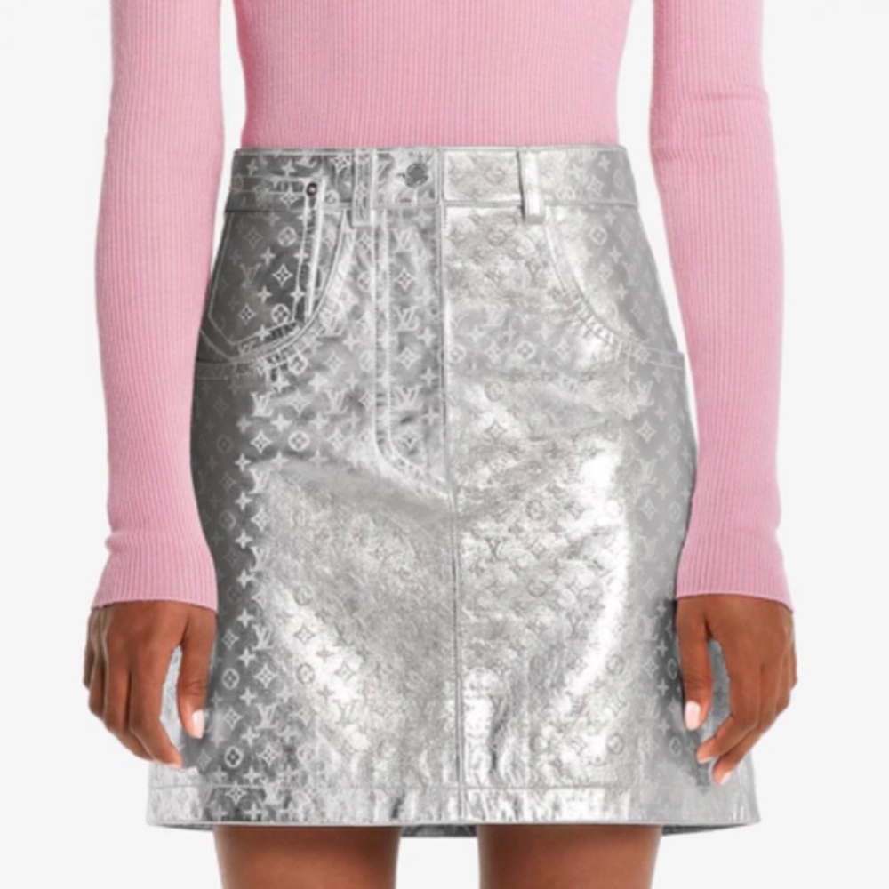 Louis Vuitton Embossed Monogram Leather Mini Skirt